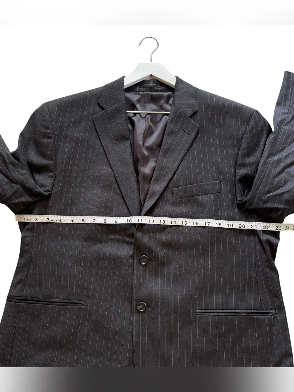Ralph Lauren Mens Charcoal Gray Pinstriped Wool Sport Coat Blazer Jacket Sz 44S